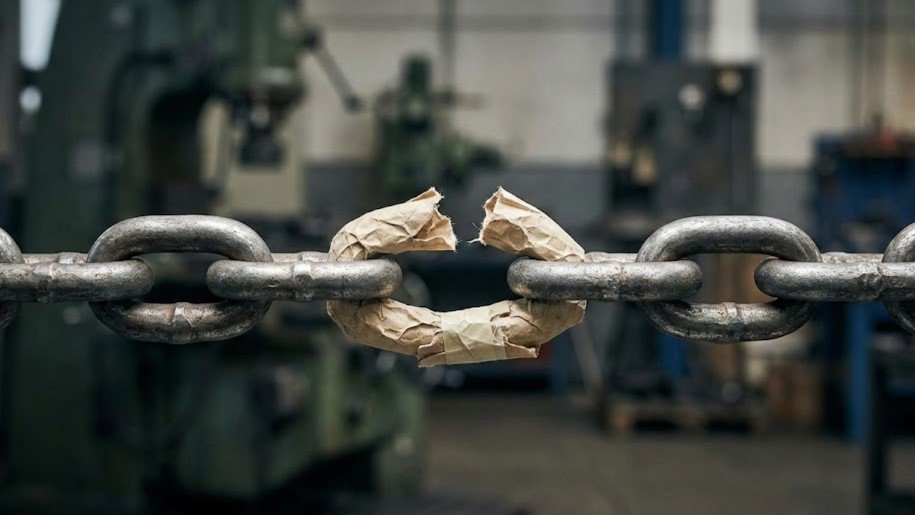 AI transformations will have one single constraint at any given time, like this chain link made of paper